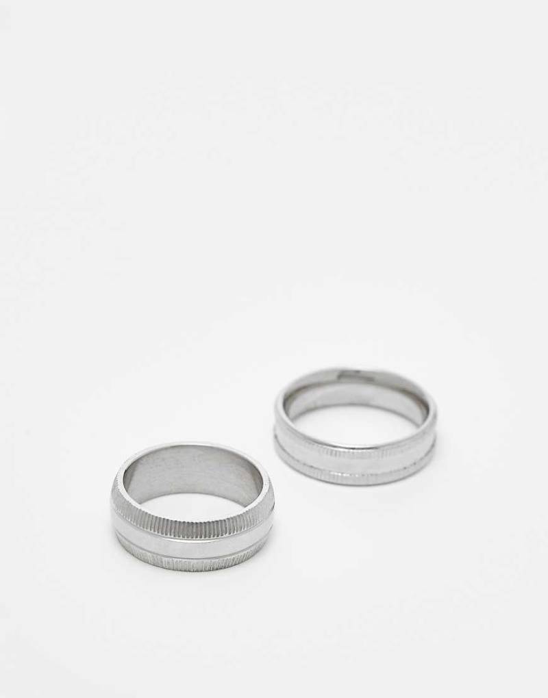 ASOS DESIGN - 2er-Set mit Bandringen aus wasserfestem Edelstahl in Silber von ASOS DESIGN