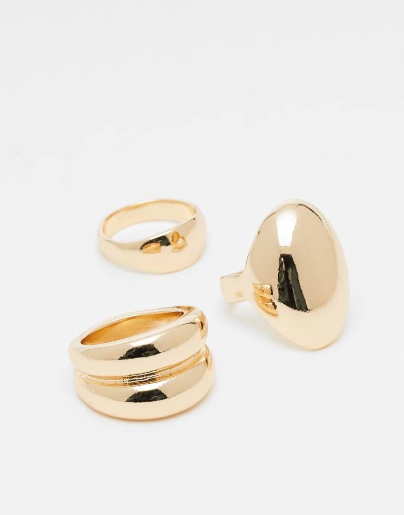 ASOS DESIGN - 3er-Multipack bauschige Ringe in Goldoptik-Goldfarben von ASOS DESIGN