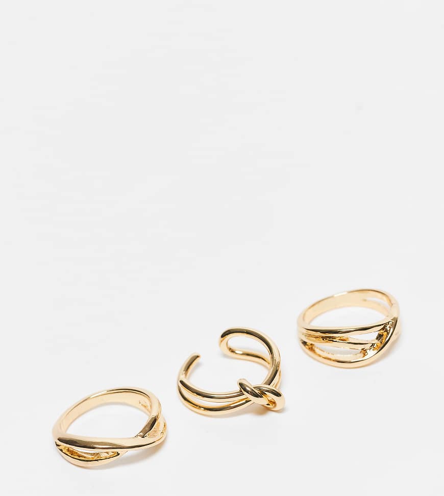 ASOS DESIGN - 3er-Pack 14-karätig vergoldete Ringe-Goldfarben von ASOS DESIGN