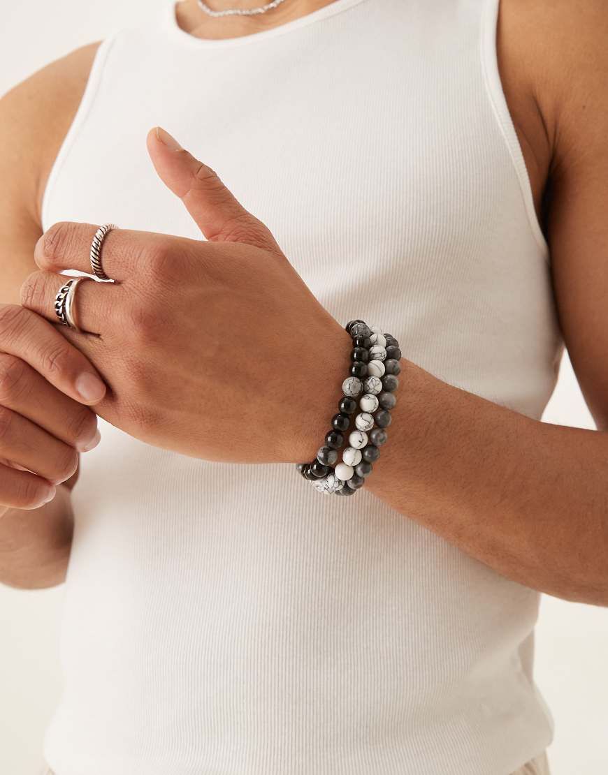 ASOS DESIGN - 3er-Pack Armbänder mit Perlen in Schwarz und Weiß-Bunt ASOS DESIGN - 3er-Pack Armbänder mit Perlen in Schwarz und Weiß-Bunt von ASOS DESIGN