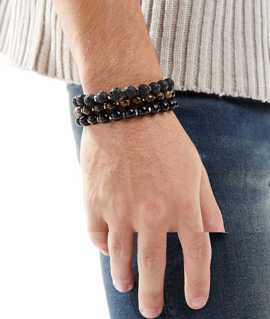 ASOS DESIGN - 3er-Pack mehrfarbige Festival-Armbänder mit Halbedelsteinen-Bunt ASOS DESIGN - 3er-Pack mehrfarbige Festival-Armbänder mit Halbedelsteinen-Bunt von ASOS DESIGN