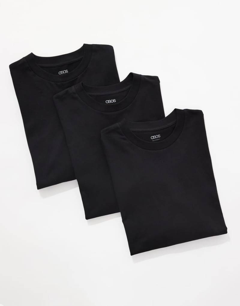 ASOS DESIGN - 3er-Pack Basic-T-Shirts in Schwarz mit Oversize-Schnitt von ASOS DESIGN