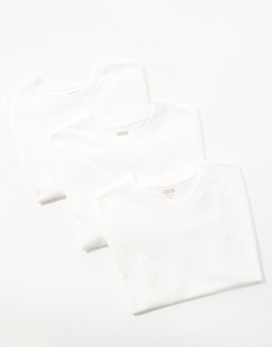 ASOS DESIGN - Essential - 3er-Pack T-Shirts in Weiß mit Rundhalsausschnitt von ASOS DESIGN