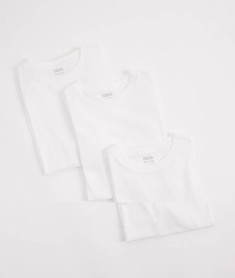 ASOS DESIGN - 3er-Pack Basic-T-Shirts in Weiß mit Rundhalsausschnitt von ASOS DESIGN