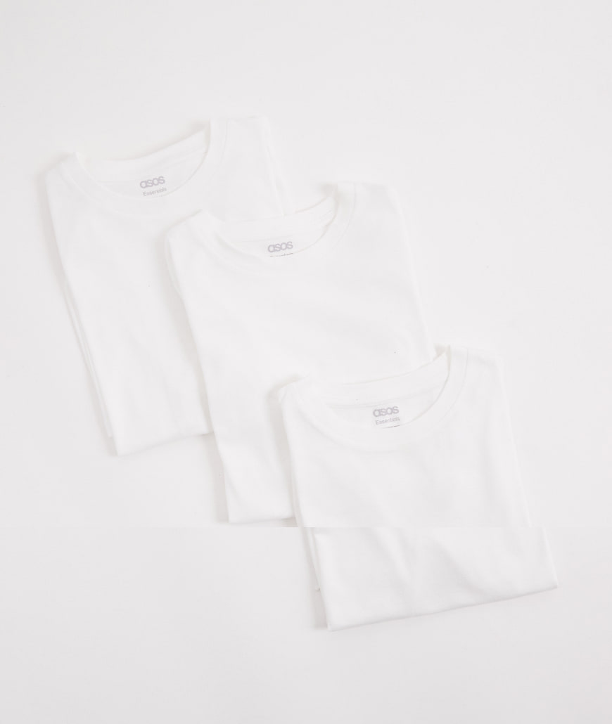 ASOS DESIGN - 3er-Pack Basic-T-Shirts in Weiß mit Rundhalsausschnitt von ASOS DESIGN