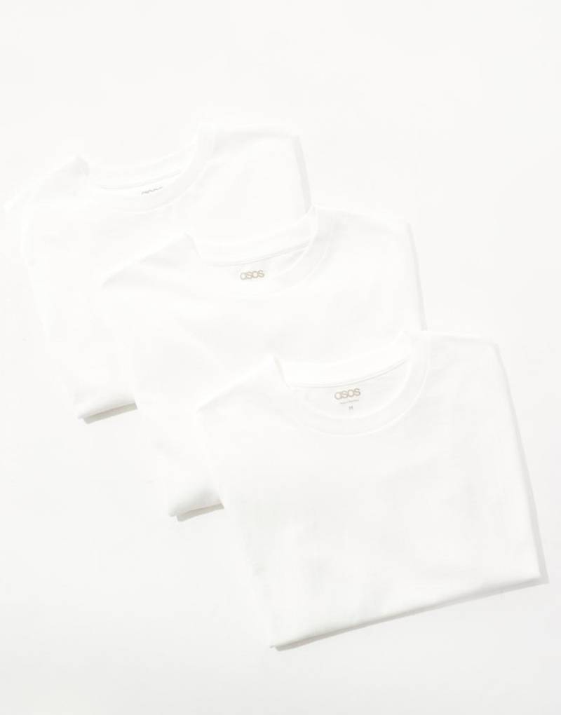 ASOS DESIGN - Essential - 3er-Pack T-Shirts in Weiß mit Rundhalsausschnitt von ASOS DESIGN