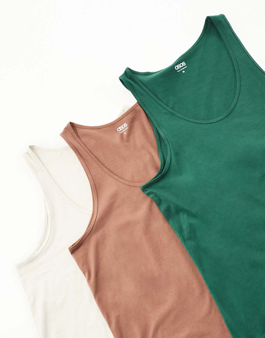 ASOS DESIGN - 3er-Pack Basic-Trägershirts in verschiedenen Farben-Bunt ASOS DESIGN - 3er-Pack Basic-Trägershirts in verschiedenen Farben-Bunt von ASOS DESIGN