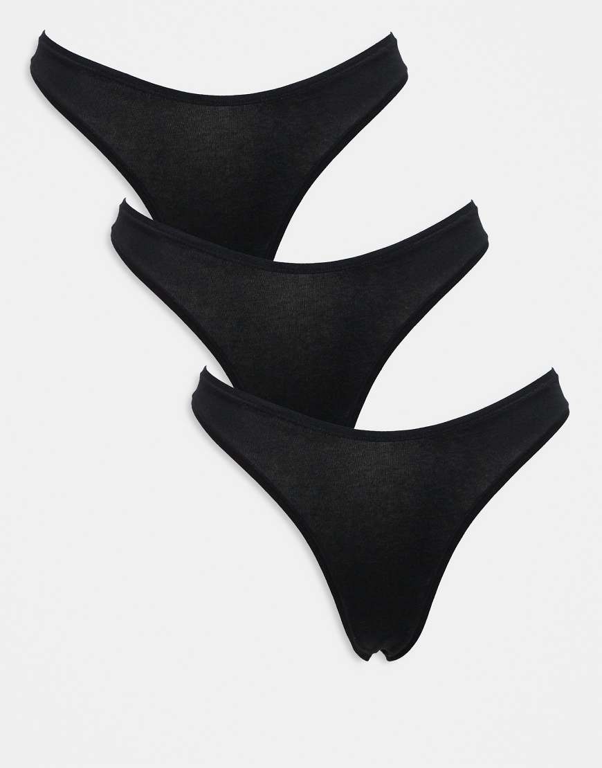 ASOS DESIGN - 3er-Pack Baumwoll-String-Tangas in Schwarz von ASOS DESIGN