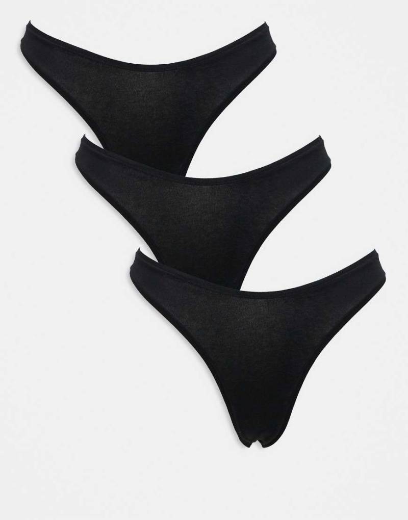 ASOS DESIGN - 3er-Pack Baumwoll-String-Tangas in Schwarz von ASOS DESIGN