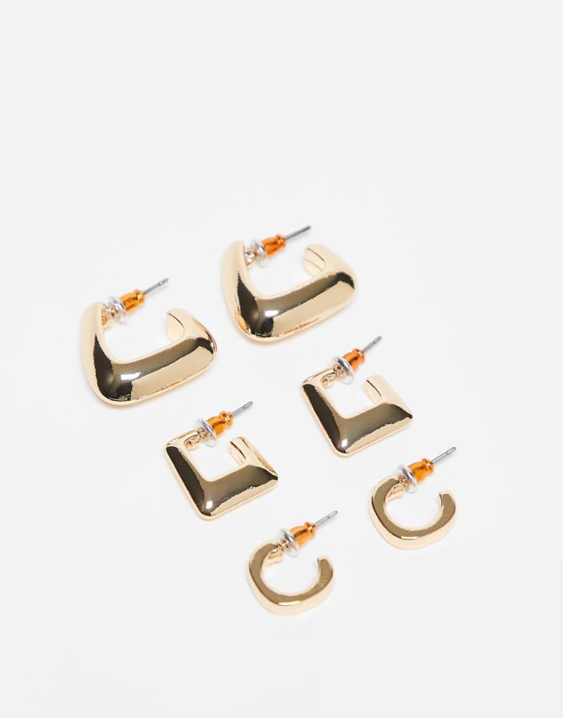 ASOS DESIGN - 3er-Pack Creolen in Gold mit verschiedenen Designs-Goldfarben von ASOS DESIGN