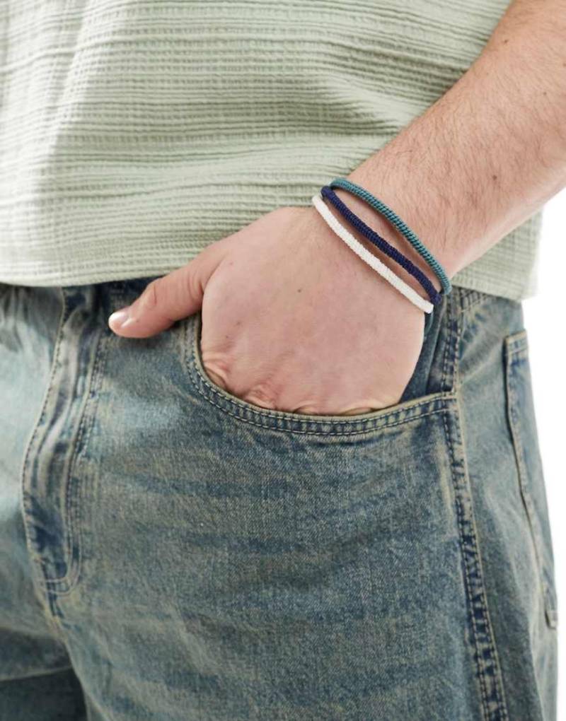 ASOS DESIGN - 3er-Pack Festival-Kordelzug-Armbänder in Marineblau von ASOS DESIGN