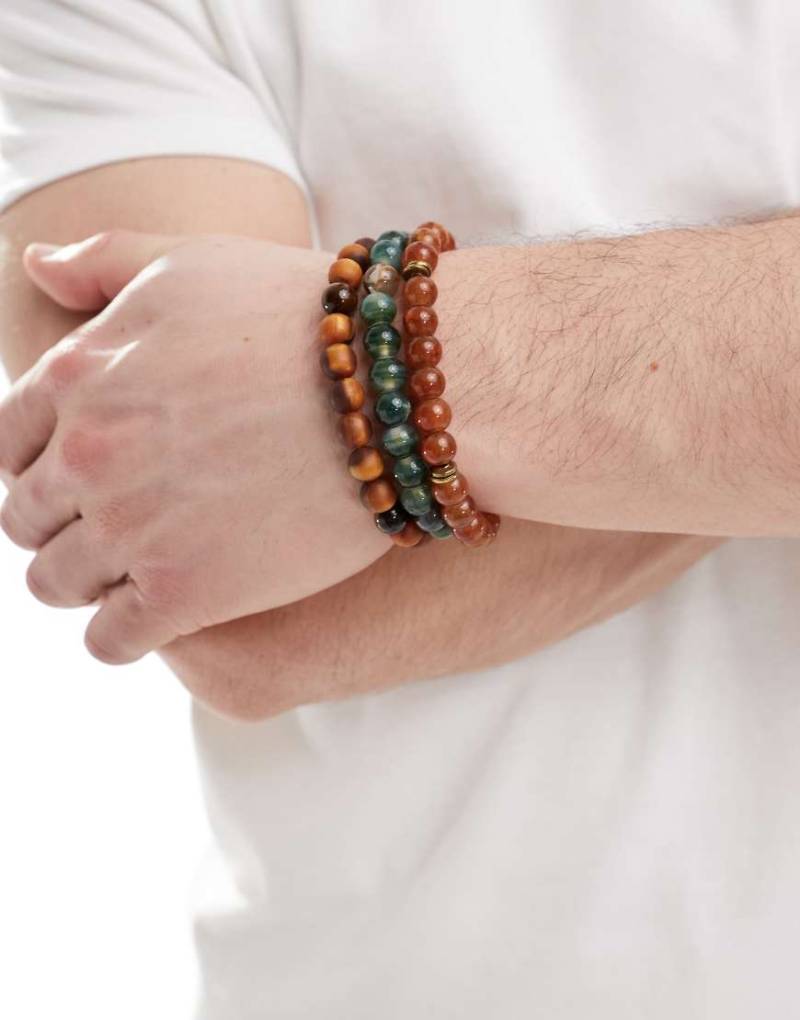 ASOS DESIGN - 3er-Pack Festival-Armbänder mit mehrfarbigem Perlendesign-Bunt von ASOS DESIGN