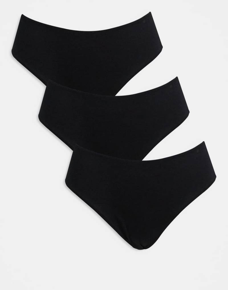 ASOS DESIGN - 3er-Pack brasilianische Baumwoll-Slips in Schwarz mit hohem Bund von ASOS DESIGN
