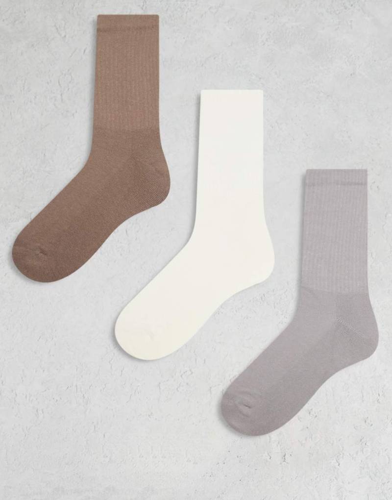 ASOS DESIGN - 3er-Pack Socken in Braun, Stein und Creme-Bunt von ASOS DESIGN