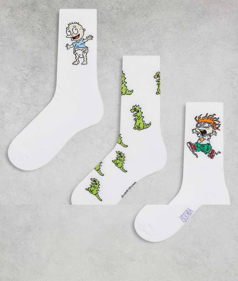 ASOS DESIGN - 3er-Pack Socken in Weiß mit Rugrats-Motiven von ASOS DESIGN