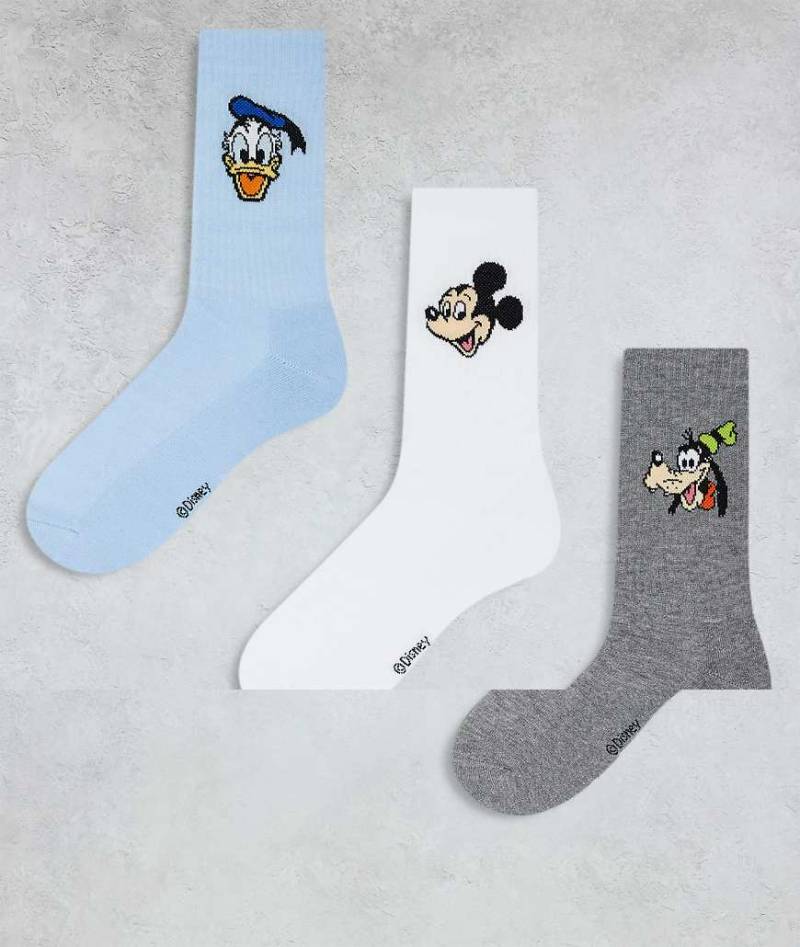 ASOS DESIGN - Disney - 3er-Pack Socken in verschiedenen Farben mit Motiven von Micky Maus und seinen Freunde-Bunt von ASOS DESIGN