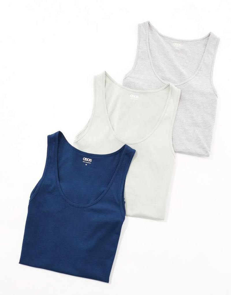 ASOS DESIGN - Essential - 3er-Pack Trägertops in verschiedenen Farben-Bunt von ASOS DESIGN