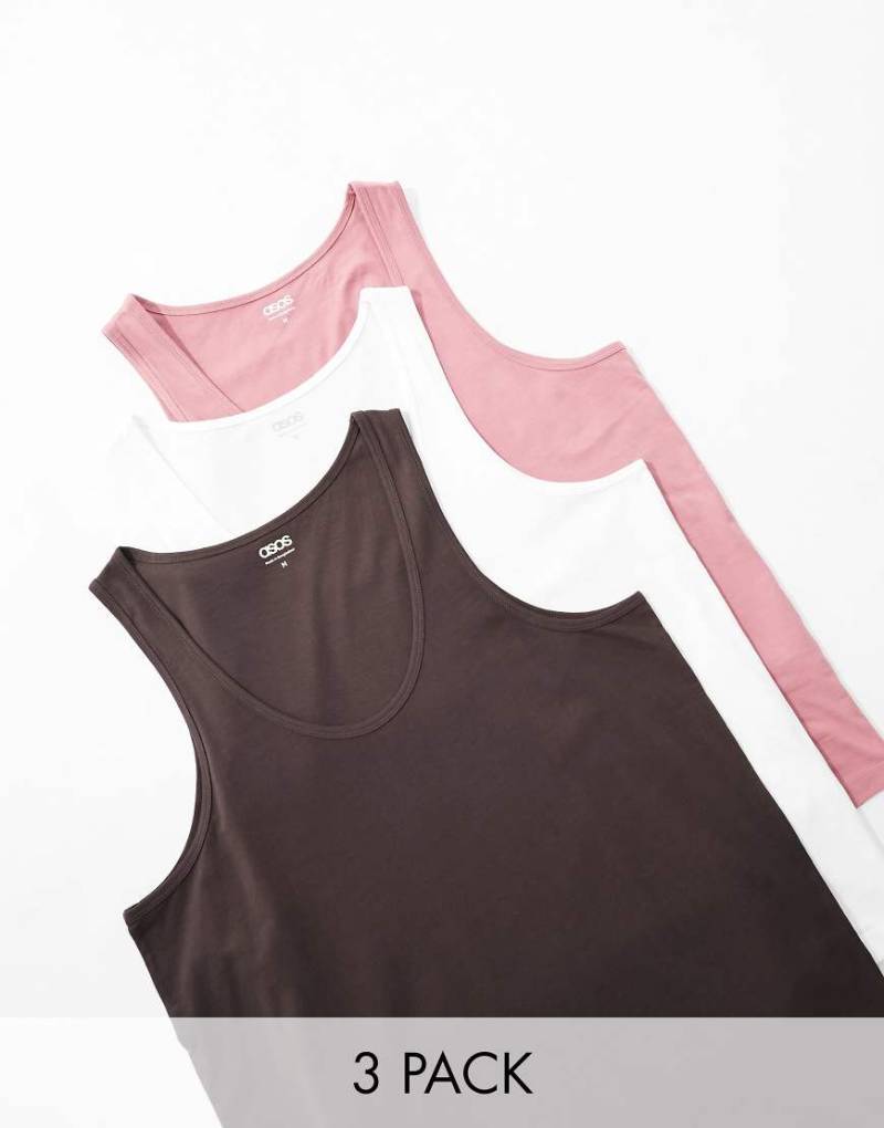 ASOS DESIGN - 3er-Pack Trägertops in verschiedenen Farben-Bunt von ASOS DESIGN
