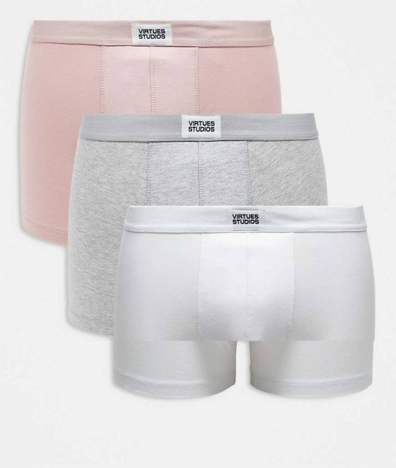 ASOS DESIGN - 3er-Pack Unterhosen in Blau mit gewebtem Aufnäher von ASOS DESIGN