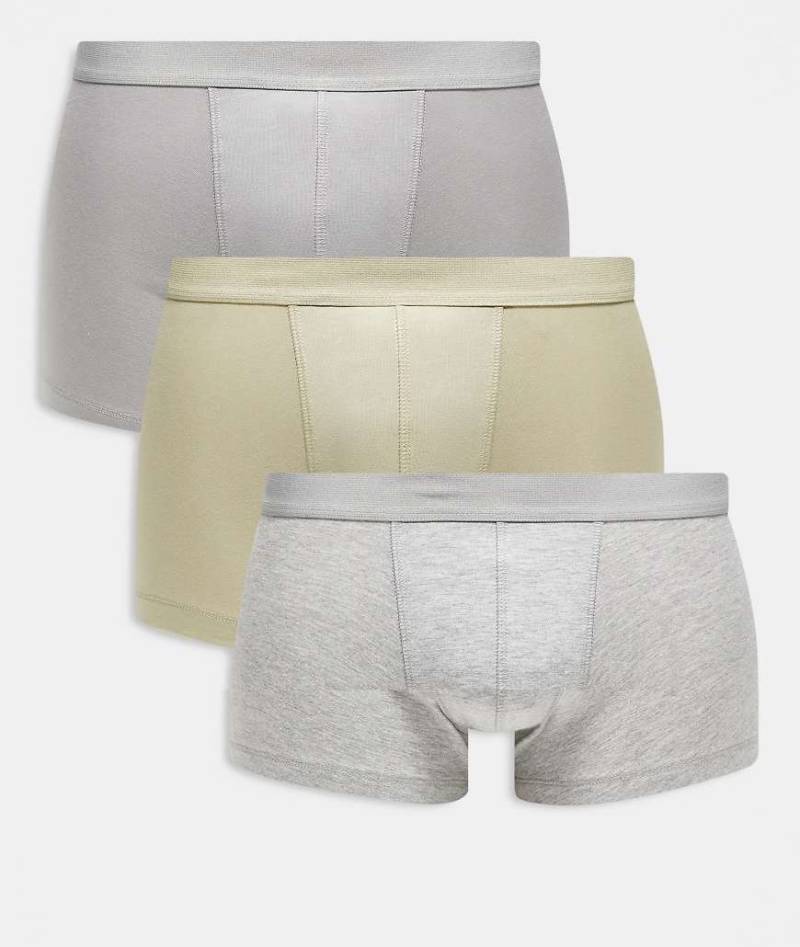 ASOS DESIGN - 3er-Pack Unterhosen in Khaki-Bunt von ASOS DESIGN