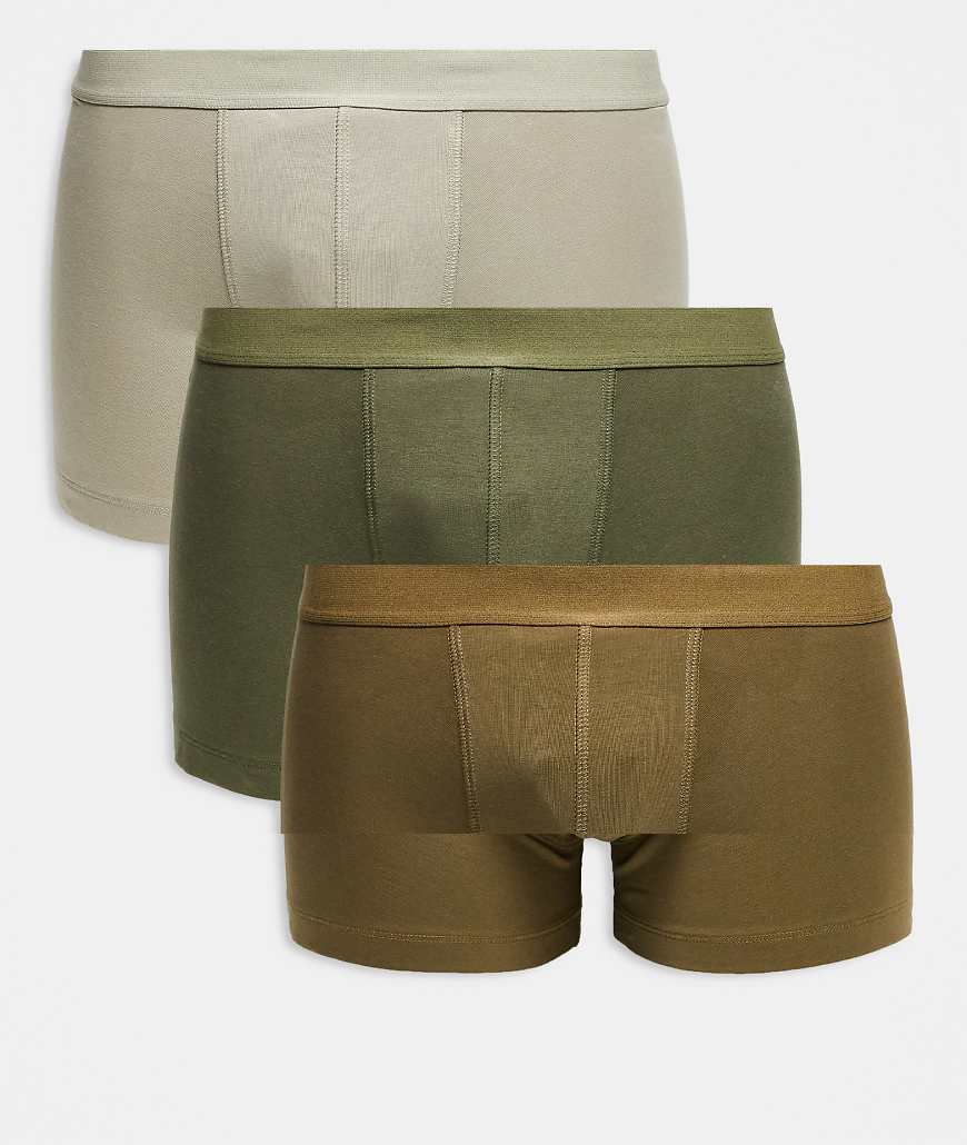 ASOS DESIGN - 3er-Pack Unterhosen in Khaki-Grün von ASOS DESIGN