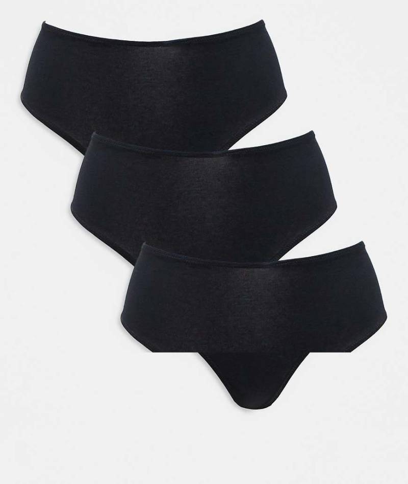 ASOS DESIGN - 3er-Pack brasilianische Baumwoll-Slips in Schwarz mit hohem Bund von ASOS DESIGN