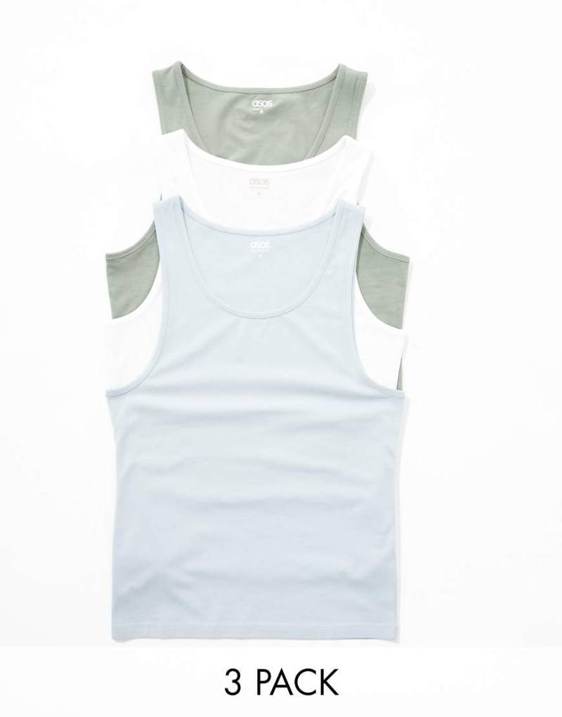 ASOS DESIGN - 3er-Pack Basic-Muskelshirts in verschiedenen Farben-Bunt von ASOS DESIGN