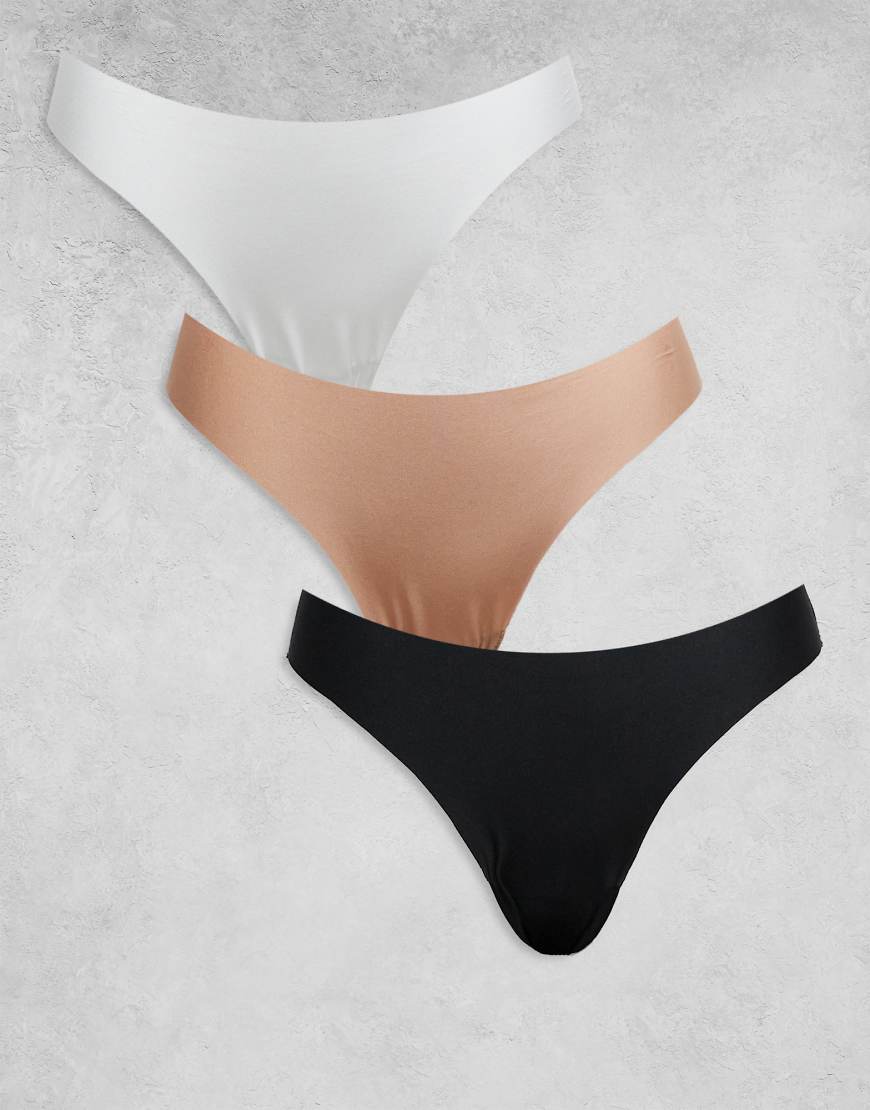 ASOS DESIGN - 3er-Pack sich nicht abzeichnende Spitzen-Tangas in Schwarz, Weiß und Beige-Bunt ASOS DESIGN - 3er-Pack sich nicht abzeichnende Spitzen-Tangas in Schwarz, Weiß und Beige-Bunt von ASOS DESIGN