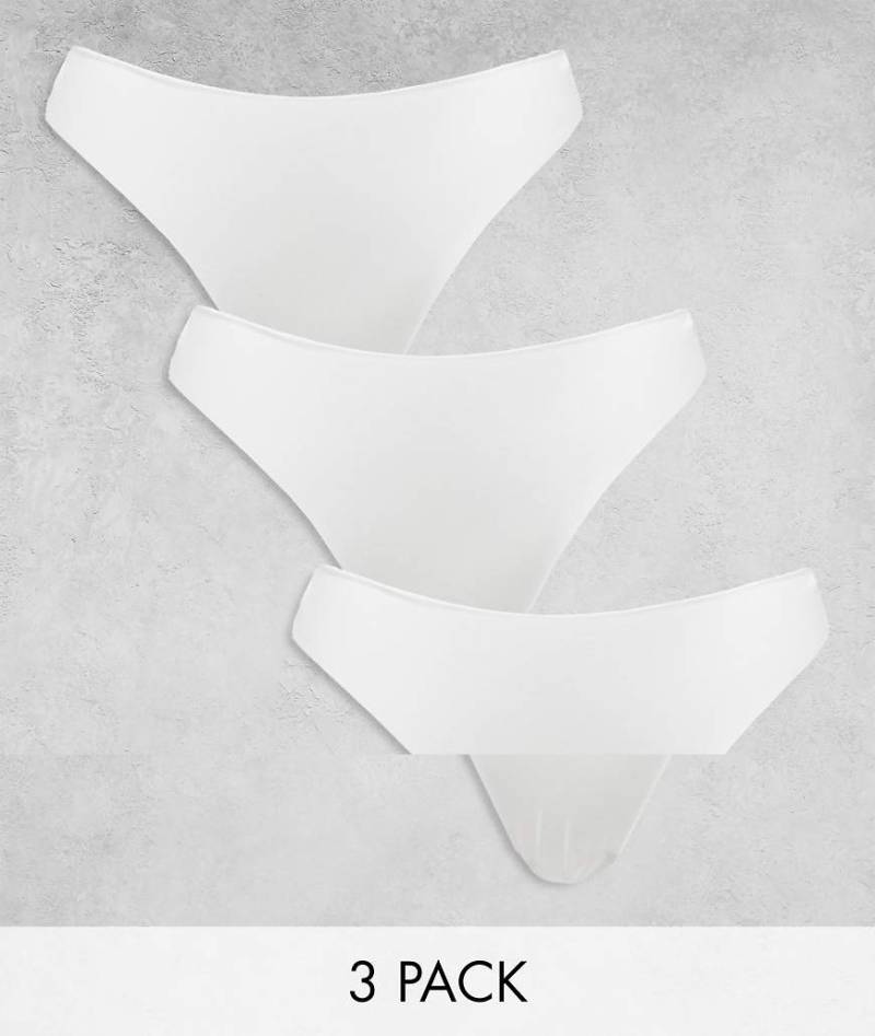 ASOS DESIGN - 3er-Pack sich nicht abzeichnende Tangas in Weiß mit Spitze von ASOS DESIGN