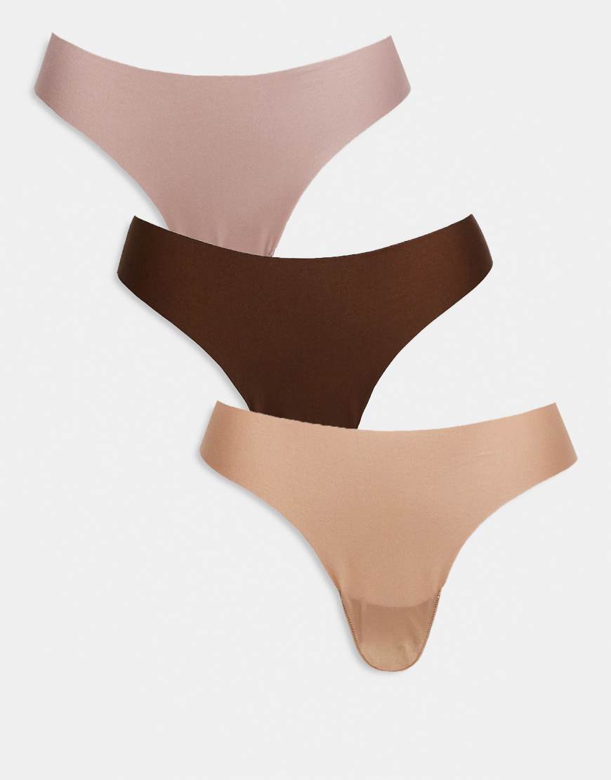 ASOS DESIGN - 3er-Pack sich nicht abzeichnende Tangas in neutralen Farben-Bunt ASOS DESIGN - 3er-Pack sich nicht abzeichnende Tangas in neutralen Farben-Bunt von ASOS DESIGN