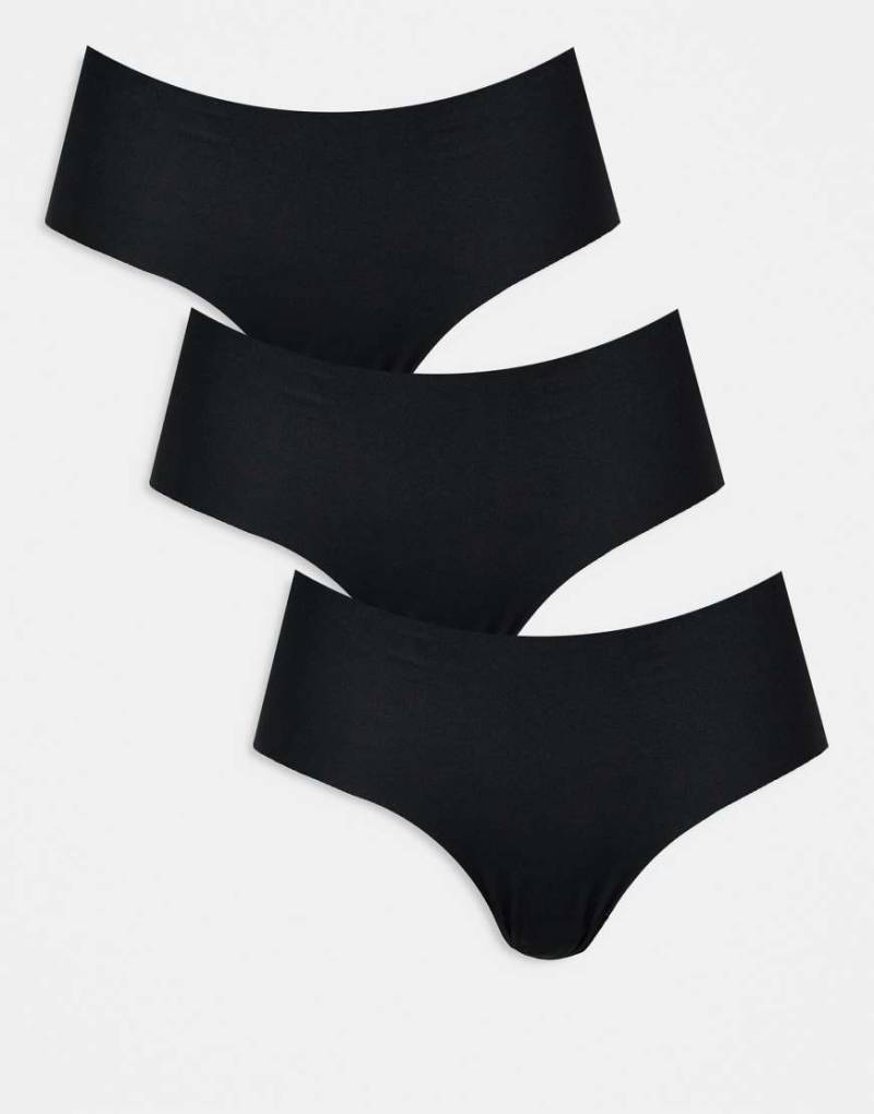 ASOS DESIGN - 3er-Pack sich nicht abzeichnende hüfthohe Slips in Schwarz von ASOS DESIGN