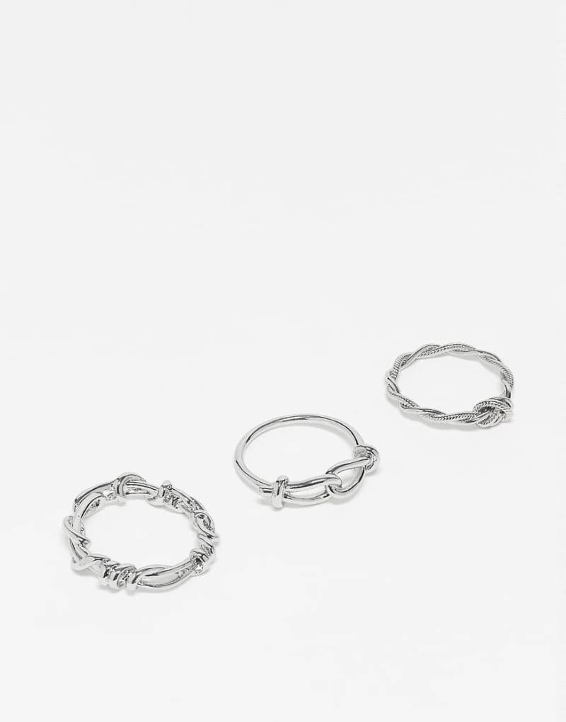 ASOS DESIGN - 3er-Pack silberfarbene Ringe im Drahtdesign von ASOS DESIGN
