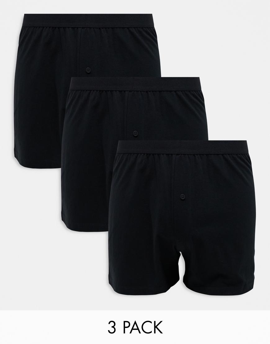 ASOS DESIGN - 3er-Set Jersey-Boxershorts in Schwarz von ASOS DESIGN
