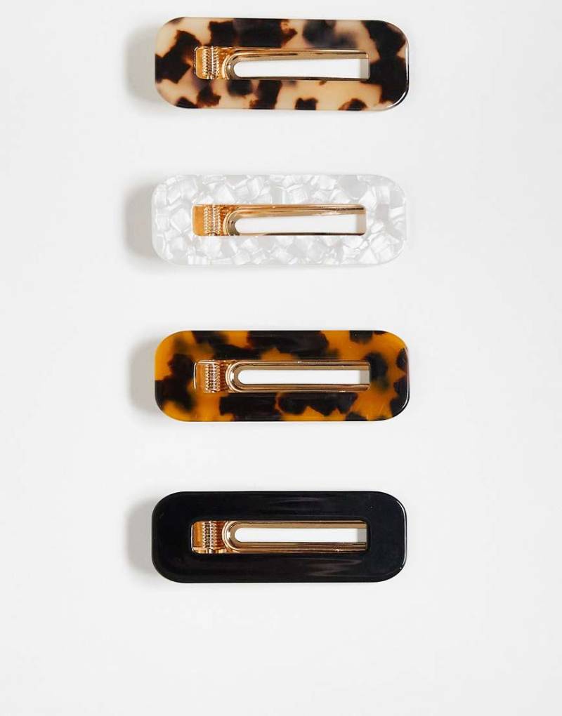 ASOS DESIGN -4er-Pack Haarklammern in Schildpattoptik und Schwarz-Braun von ASOS DESIGN