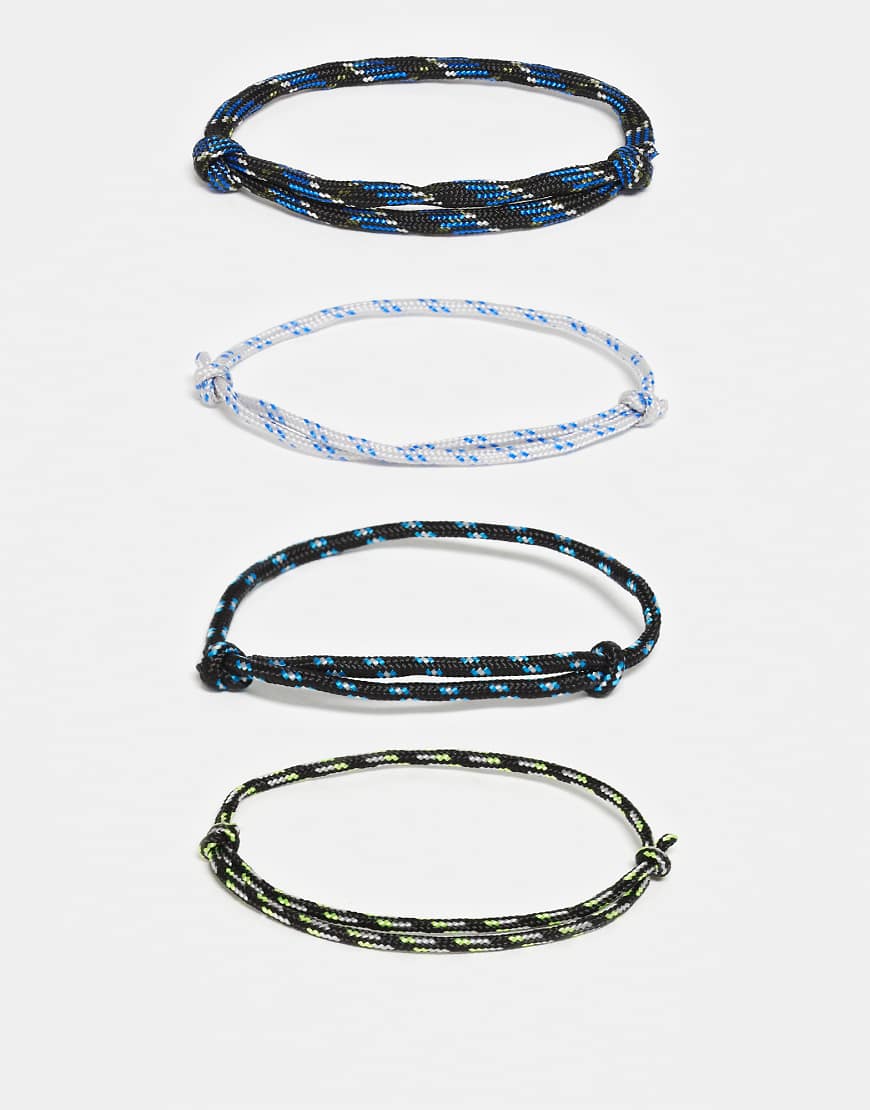 ASOS DESIGN - 4er-Pack Kordelzugarmbänder in verschiedenen Farben-Bunt von ASOS DESIGN