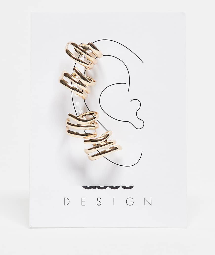 ASOS DESIGN - 4er-Pack mehrreihige Ear-Cuffs in Goldoptik-Goldfarben von ASOS DESIGN