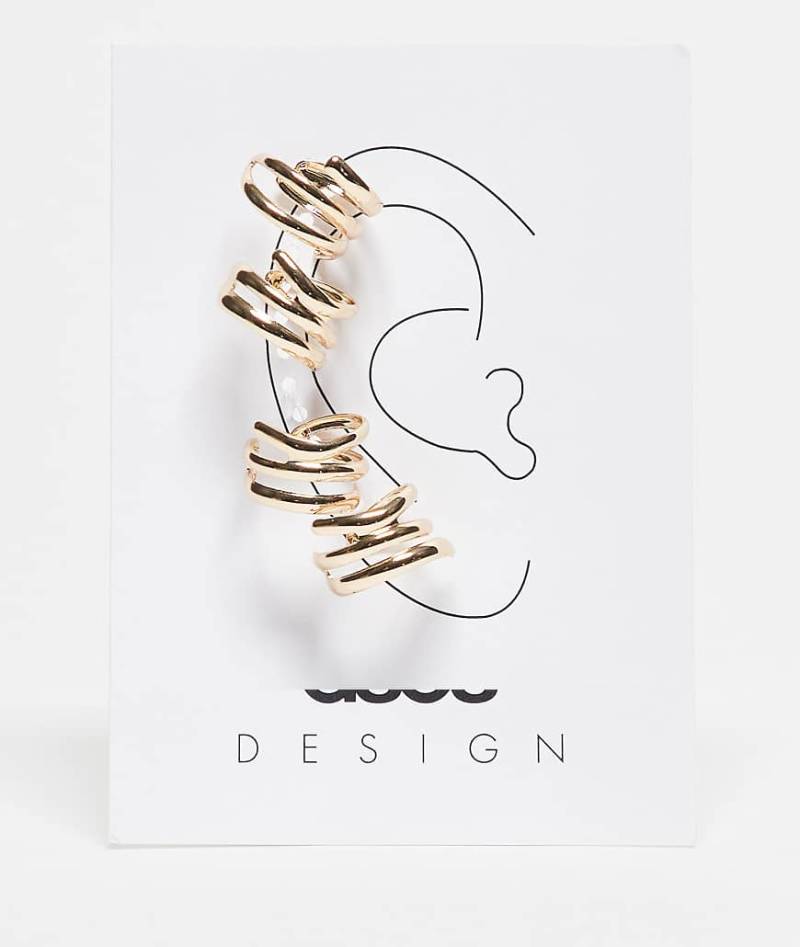 ASOS DESIGN - 4er-Pack mehrreihige Ear-Cuffs in Goldoptik-Goldfarben von ASOS DESIGN