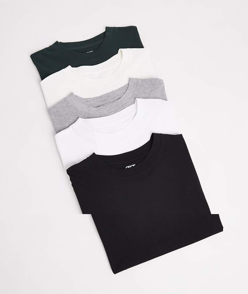 ASOS DESIGN - 5er-Pack Basic-T-Shirts in verschiedenen Farben mit Oversize-Passform-Bunt von ASOS DESIGN