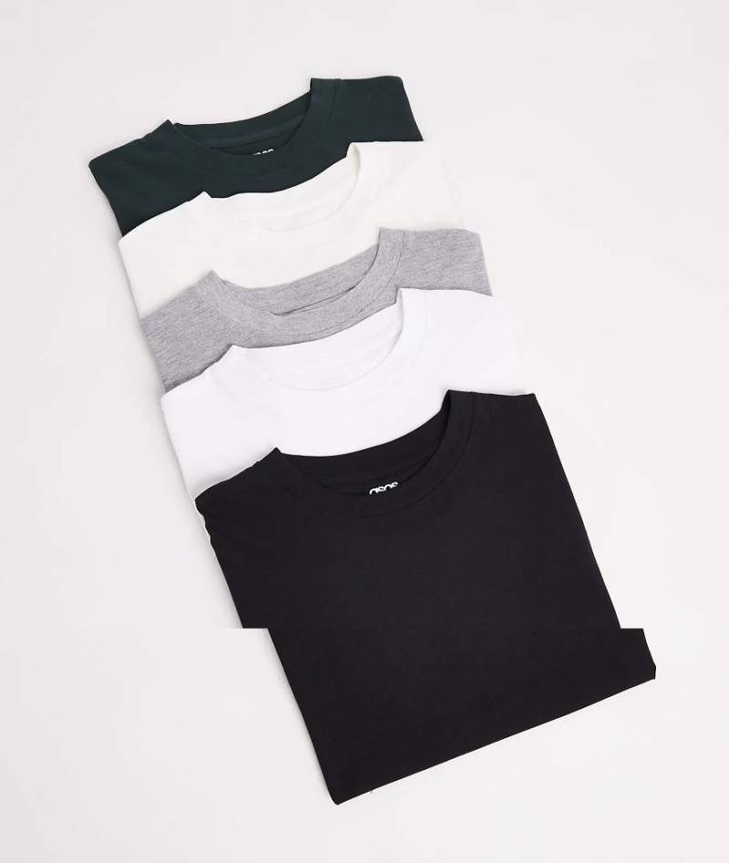 ASOS DESIGN - 5er-Pack Basic-T-Shirts in verschiedenen Farben mit Oversize-Passform-Bunt von ASOS DESIGN