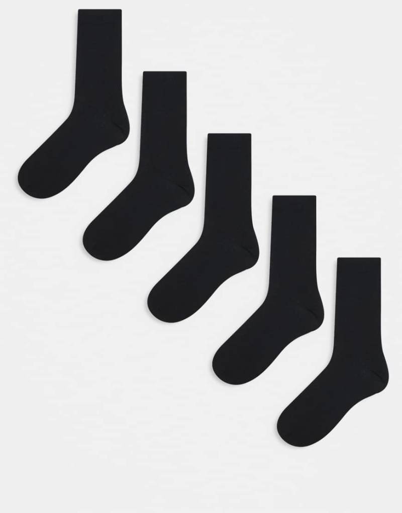 ASOS DESIGN - 5er-Pack Socken mit hohem Baumwollanteil in Schwarz von ASOS DESIGN