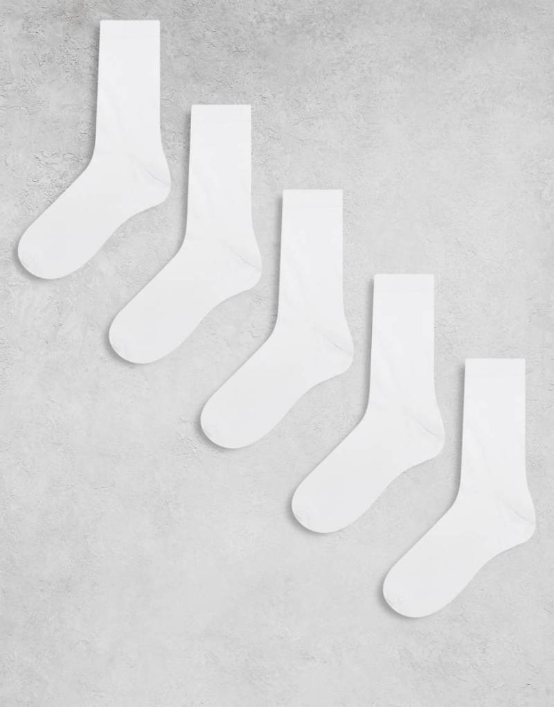 ASOS DESIGN - 5er-Pack Socken mit hohem Baumwollanteil in Weiß von ASOS DESIGN