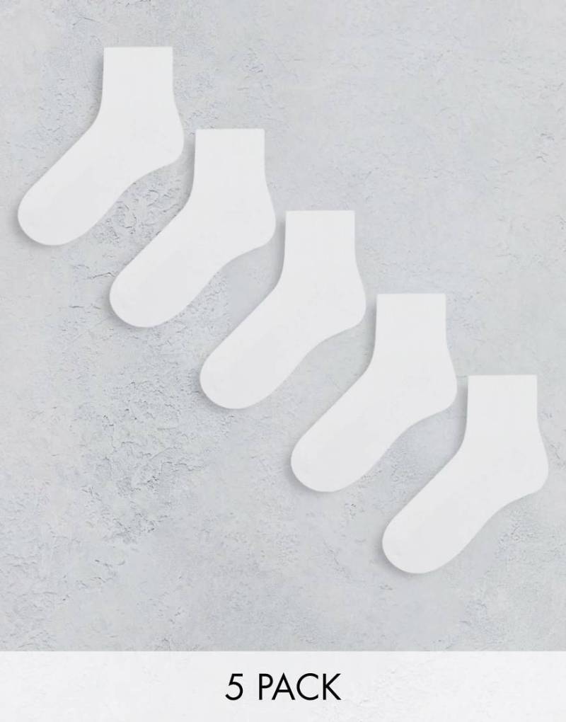ASOS DESIGN - 5er-Pack knöchelhohe Frottee-Socken in Weiß von ASOS DESIGN