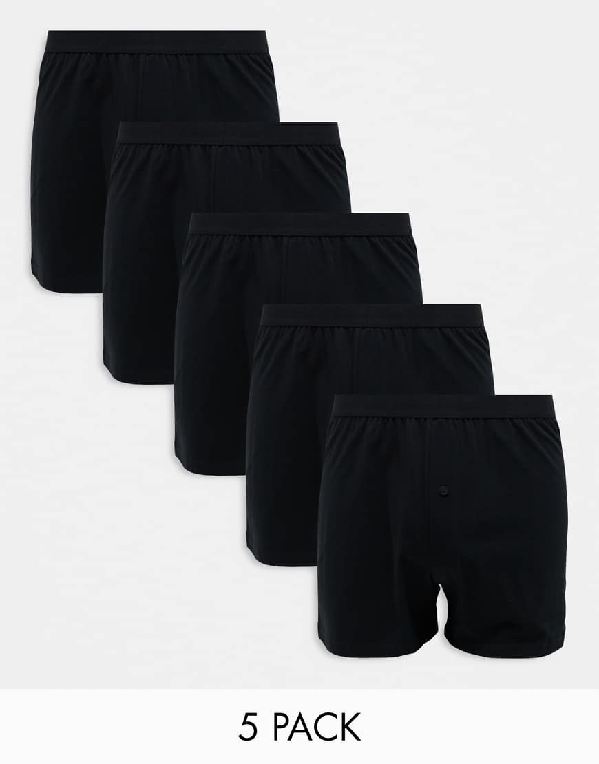 ASOS DESIGN - 5er-Set Boxershorts in Schwarz von ASOS DESIGN
