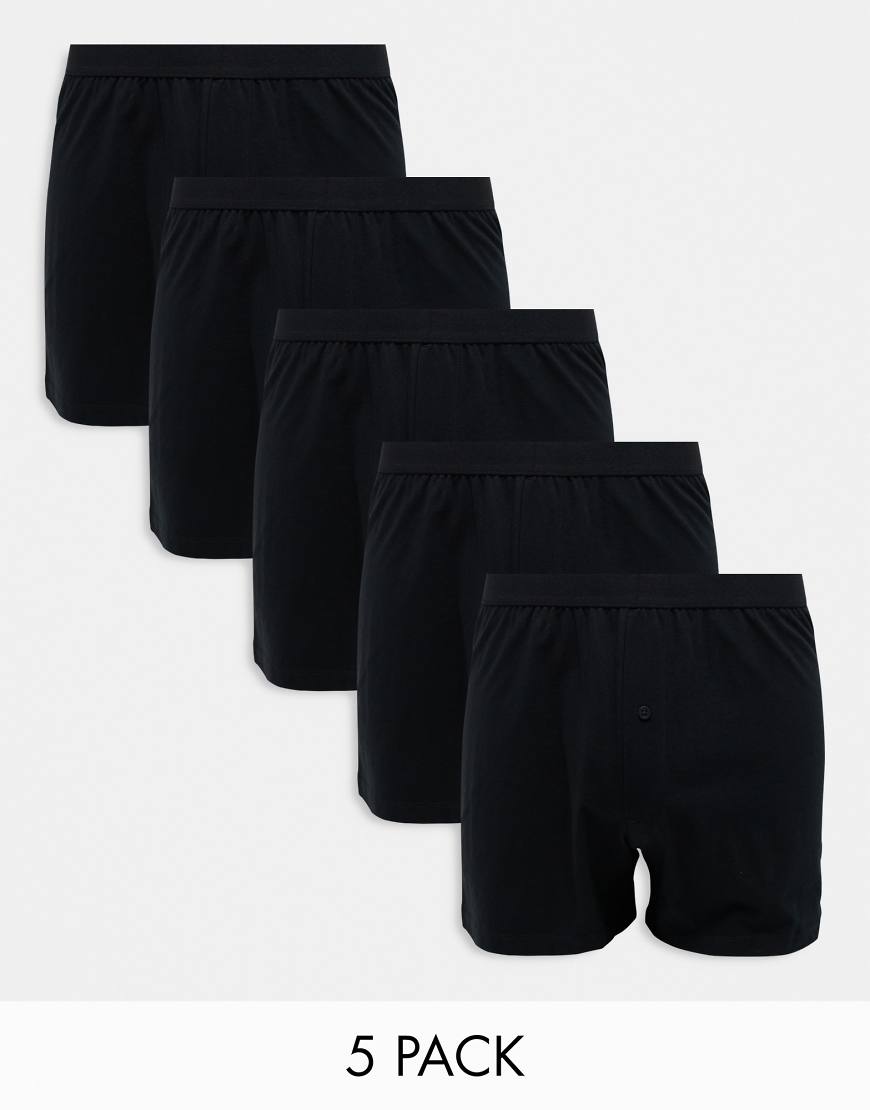 ASOS DESIGN - 5er-Set Jersey-Boxershorts in Schwarz von ASOS DESIGN