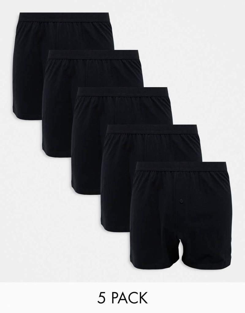 ASOS DESIGN - 5er-Set Jersey-Boxershorts in Schwarz von ASOS DESIGN