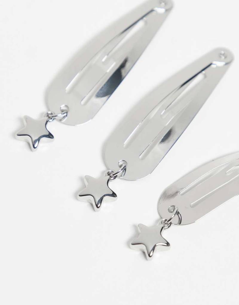 ASOS DESIGN - 6er-Pack Haarspangen in Silberoptik mit Stern-Anhänger von ASOS DESIGN