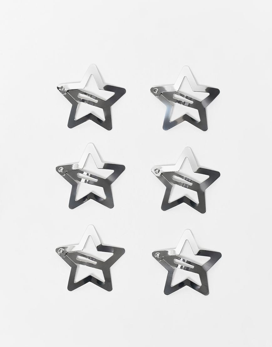 ASOS DESIGN - 6er-Pack silberfarbene Haarspangen mit Sterndesign von ASOS DESIGN
