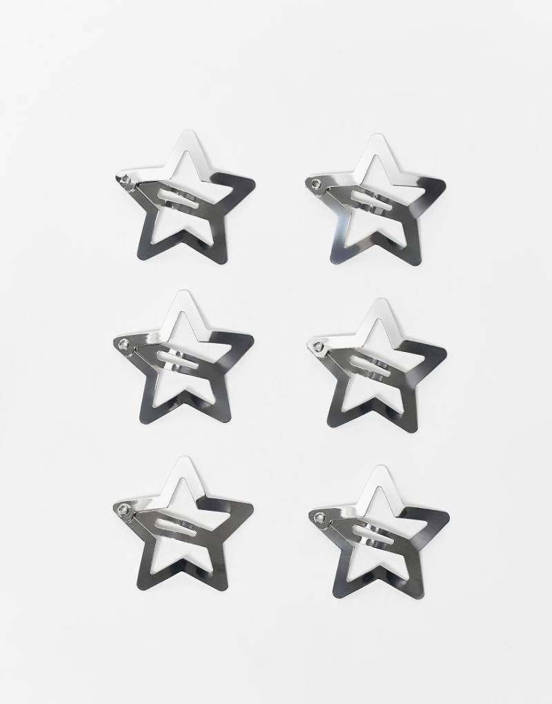 ASOS DESIGN - 6er-Pack silberfarbene Haarspangen mit Sterndesign von ASOS DESIGN