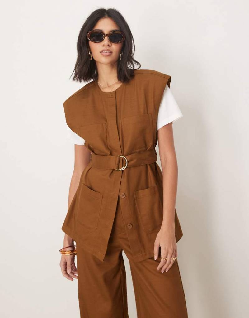 ASOS DESIGN - Ärmellose Hemdbluse in Hellbraun, Kombiteil von ASOS DESIGN