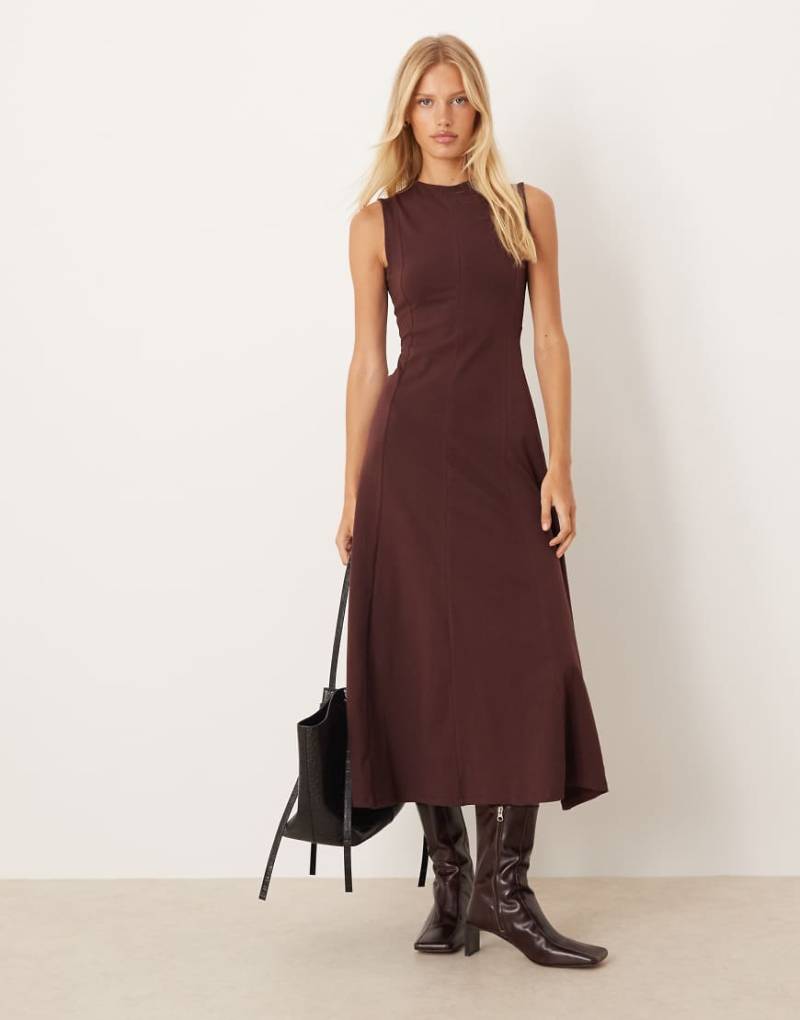 ASOS DESIGN - Ärmelloses Baumwoll-Midikleid in Schokobraun-Brown von ASOS DESIGN